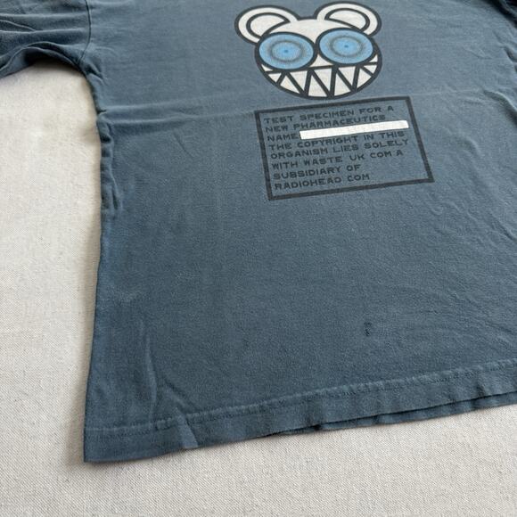 Vintage 90s Radiohead WASTE T Shirt Blue M USA Thom Yorke Kid A Test Specimen - Picture 5 of 10